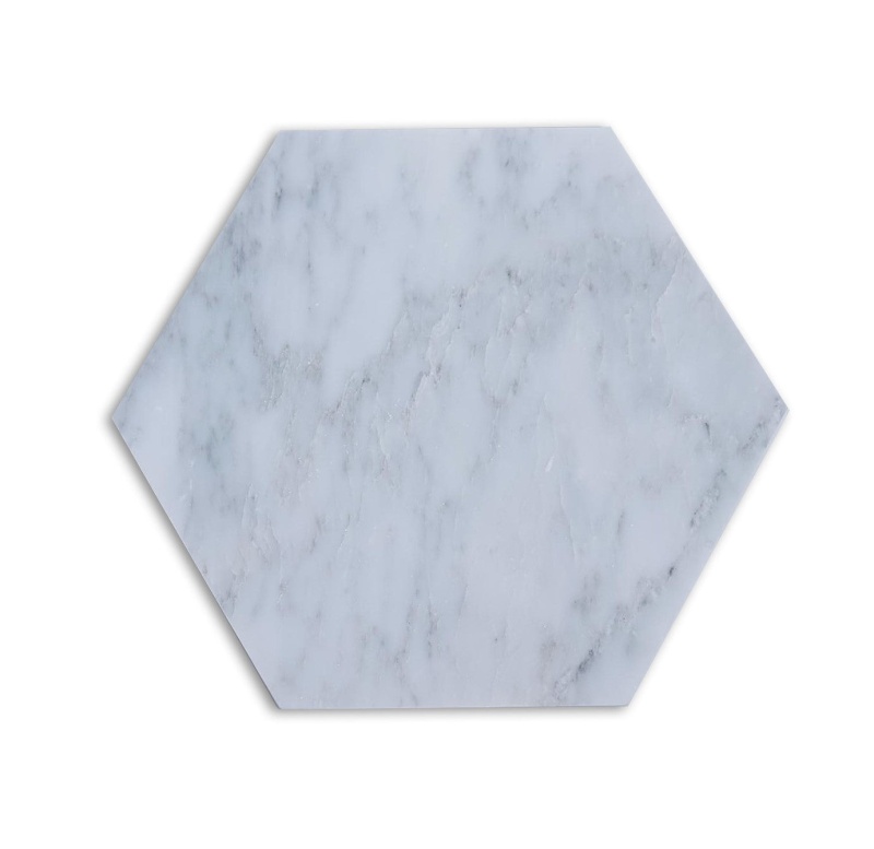 Oriental White Hexagon Marble Tile - Honed