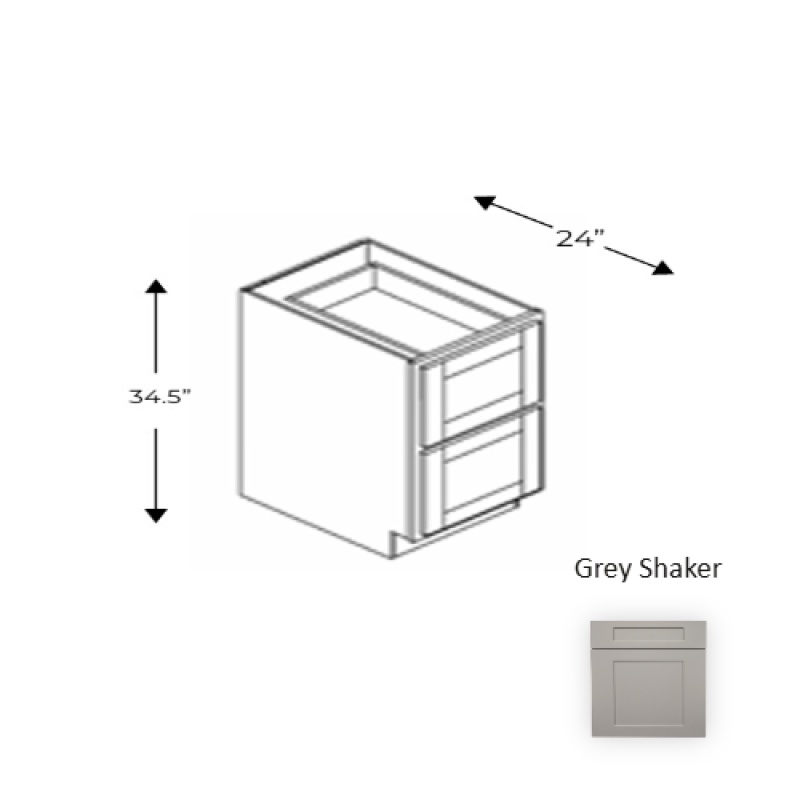 Grs.2Db36 Framed Shaker Premium Grey Shaker Natural Clear Coat Wood Kitchen Base Cabinet - 36" X 34.5" X 24" - Natural Clear Coat