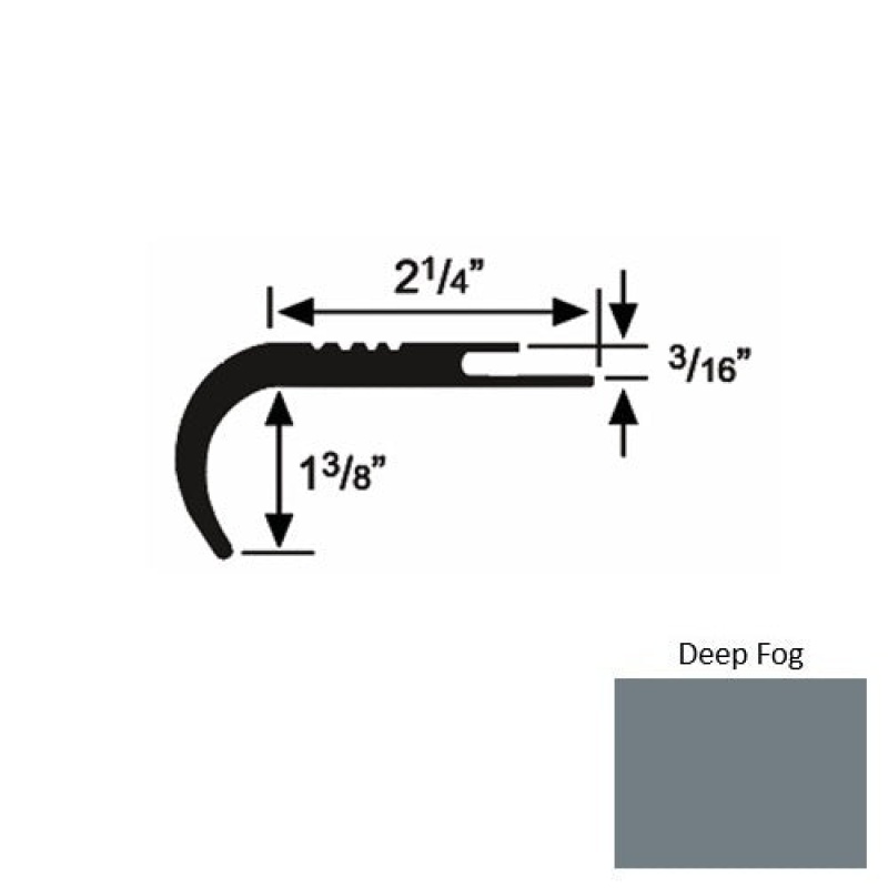 Solid 18 Deep Fog Rubber Undercut Carpet Nosing