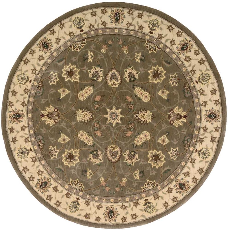 Nourison 2000 Olive Wool Blend Traditional Area Rug - 4 Ft Round