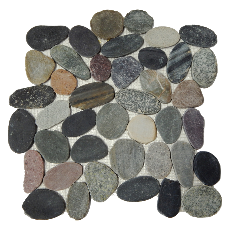 Multi Color Marble Pebble - 12" X 12" - Flat Polished, Per Pack: 22 Enter Quantity In Sheets