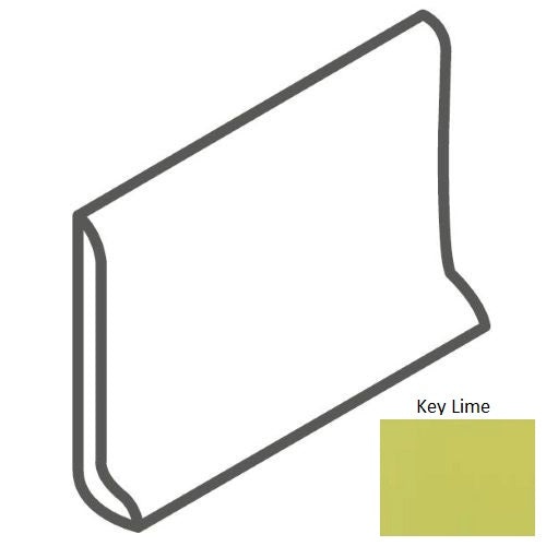 Color Wheel Classic Key Lime Ceramic Wall Trim - 4 1/4" X 6" Sanitary Cove Base - Semi Gloss