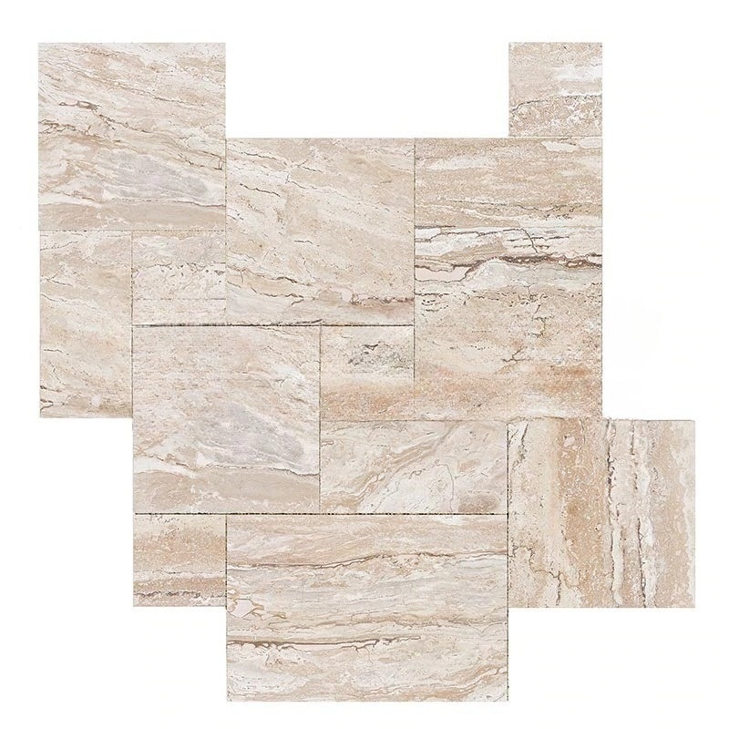 Valerenga Travertine Versailles Pattern - Chiseled & Brushed - Various Sizes