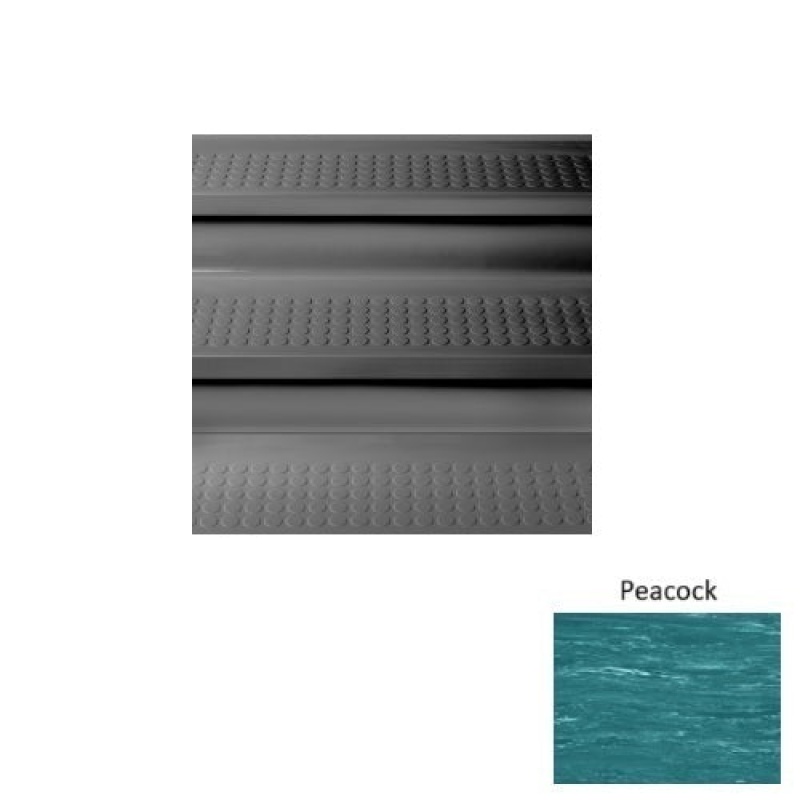 Marbleized 98 Peacock Vantage Raised Circular Rubber (Sq) Stair Tread - Textured