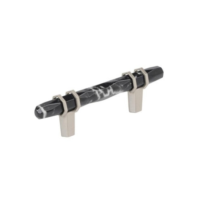 Carrione Zinc Bar Cabinet Pull - Marble Black / Satin Nickel