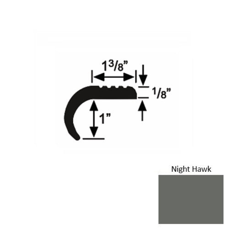 Solid 06 Night Hawk Rubber Domestic Stair Nosing (Rd) - 1 3/8" X 9 Ft (108")