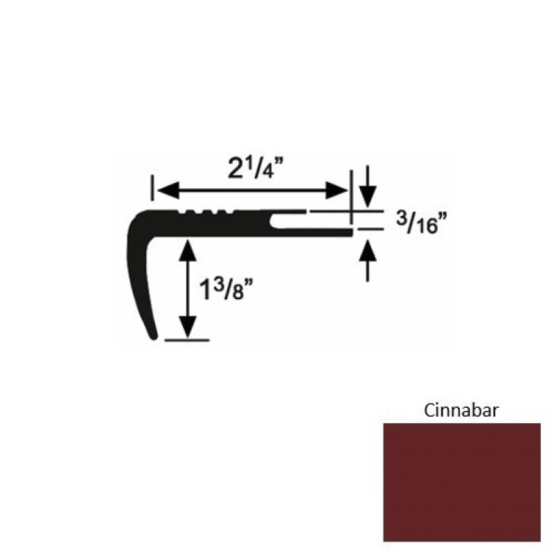 Solid 17 Cinnabar Rubber Undercut Carpet Nosing