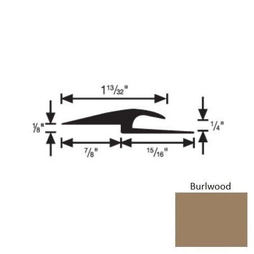 Flextones Burlwood Vinyl 167 Tile And Carpet Joiner - 1/4" X 12 Ft - Thermoplastic