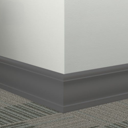 Johnsonite Black Rubber Millwork Contoured Wall Base, 4" x 96" x 1/2", Silhouette
