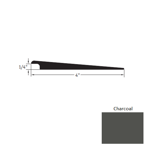 Johnsonite Charcoal Vinyl Moulding / Trim - 4" X 12 Ft (144") X 1/4" Wheeled Traffic Transition - Wheeled Traffic Transition