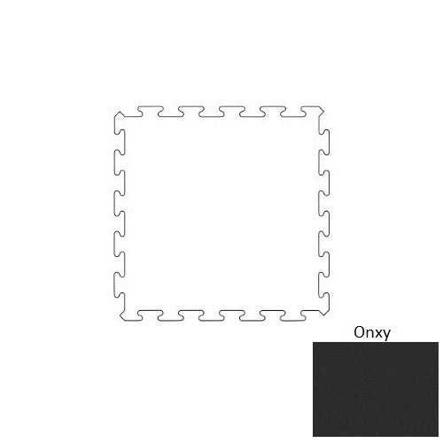 Tuflex Force Onyx Solid Black Rubber Interlocking Tile - Smooth - 25 3/4" X 25 3/4"