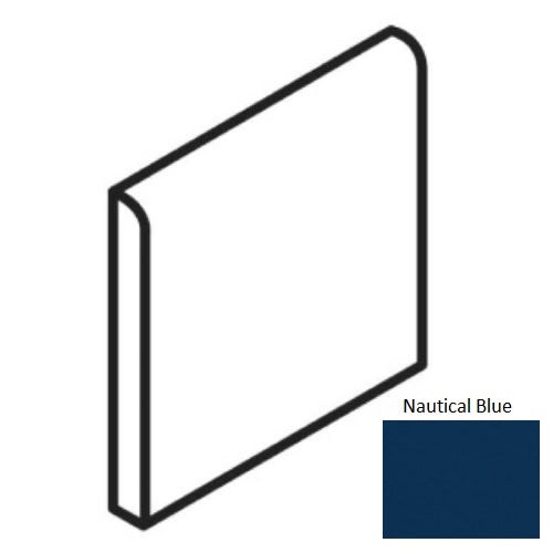 Keystones Unglazed Mosaic Nautical Blue Porcelain Floor & Wall Trim - 2" X 2" Bullnose - Matte