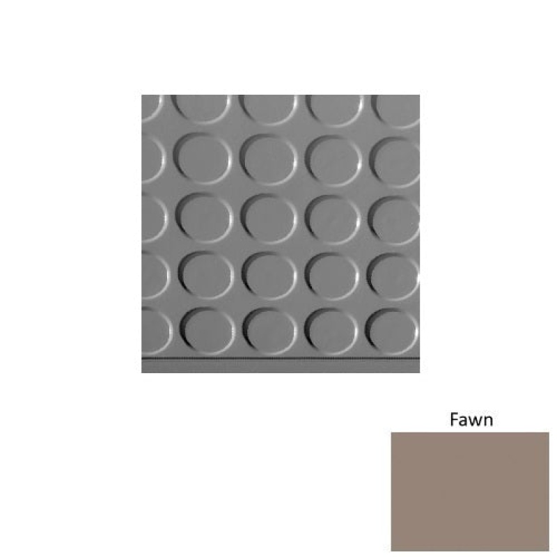 Solid 97 Fawn Vantage Raised Circular Rubber (Sq) With Safety Yellow Abrasive Strip Stair Tread - Textured