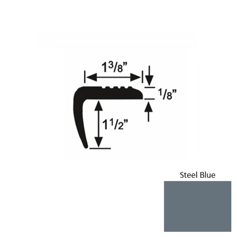 Solid 05 Steel Blue Rubber Domestic Stair Nosing