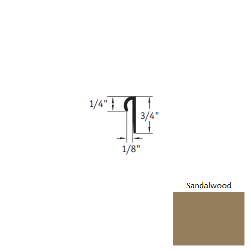 Johnsonite Sandalwood Vinyl Moulding / Trim - 1/8" X 12 Ft (144") Round Top Cove Cap - Round Top Cove Cap