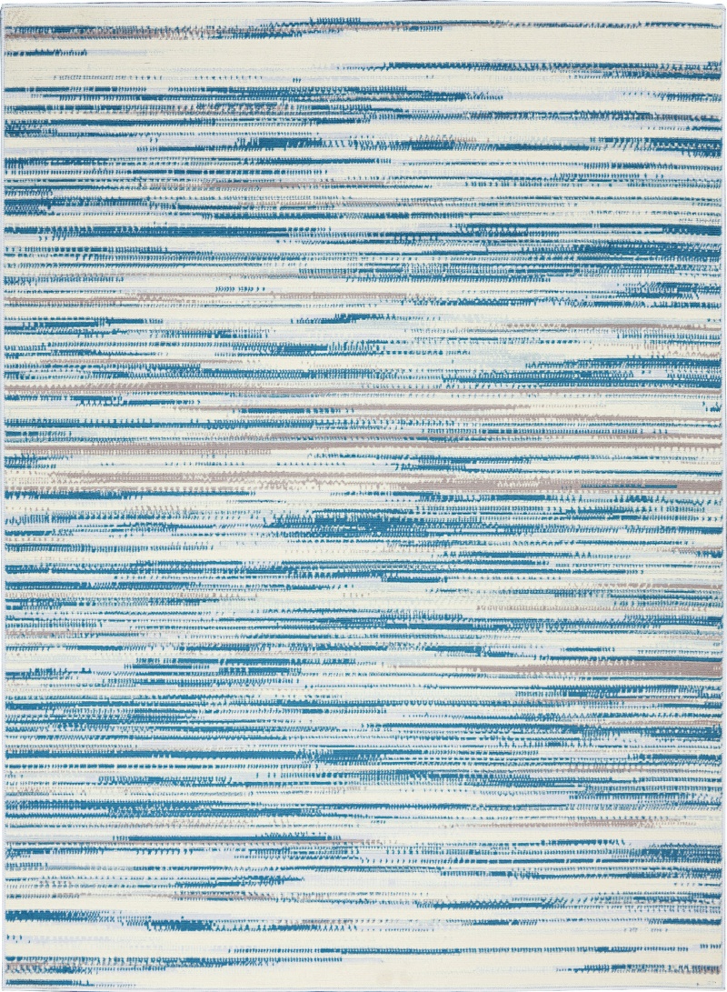 Jubilant Blue Polypropylene Modern Area Rug 6 Ft X 9 Ft