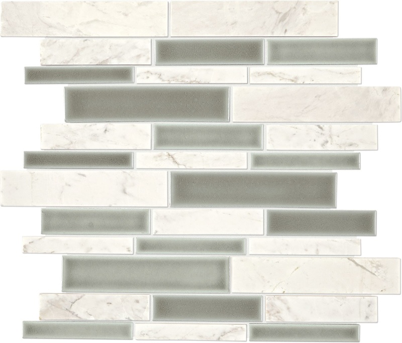 Raine Stratus White Blend Marble Mosaic - Linear - Polished