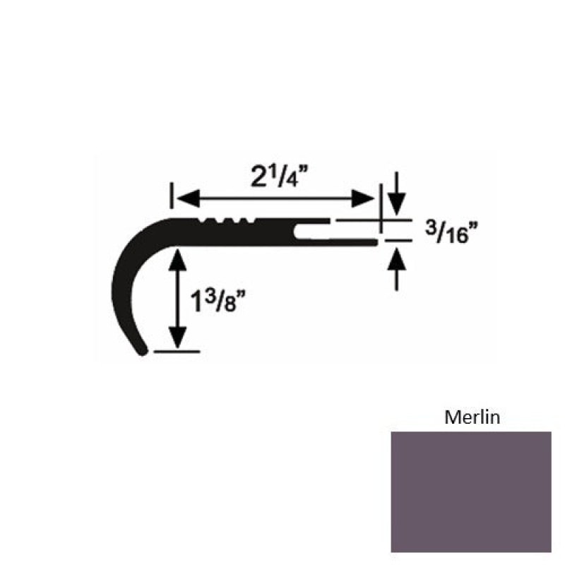 Solid 18 Merlin Rubber Undercut Carpet Nosing (Rd) - 2 1/4" X 9 Ft (108")