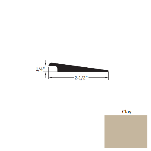 Johnsonite Clay Vinyl Moulding / Trim - 2 1/2" X 12 Ft (144") X 1/4" Wheeled Traffic Transition - Wheeled Traffic Transition