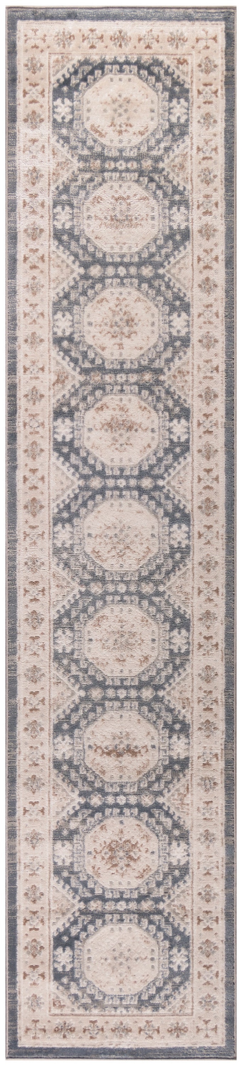 Ivory Blue Vintage Area Rug Runner