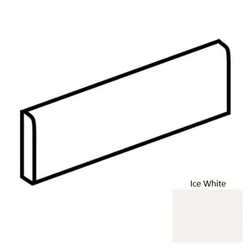 Color Story Wall Ice White Ceramic Wall Trim - 2" X 8" Bullnose 8" Side - Glossy