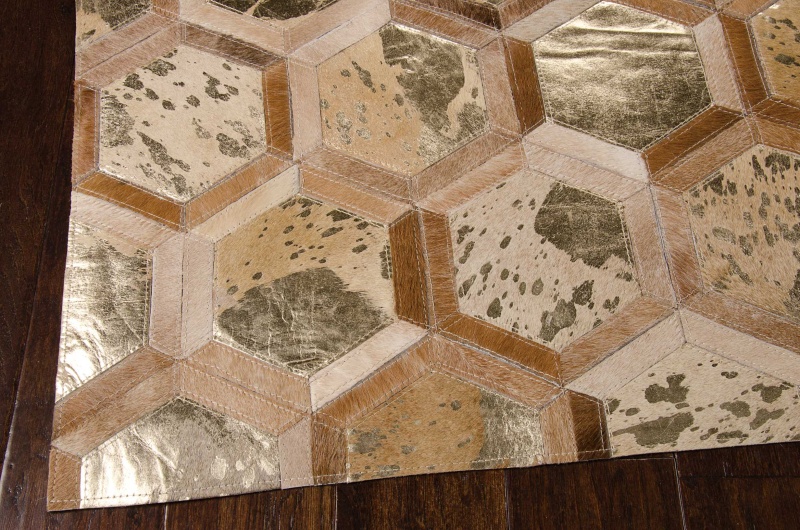 City Chic Amber / Gold Leather Modern Area Rug