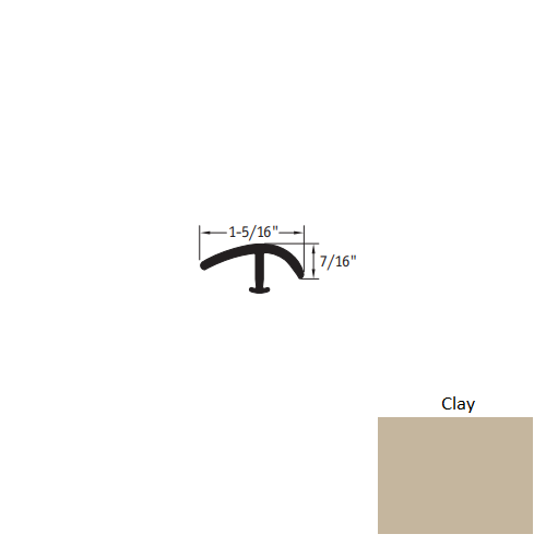 Johnsonite Clay Vinyl Moulding / Trim - 1 5/16" X 12 Ft (144") X 1/2" - 3/8" Or 1/4" T Molding - T Molding