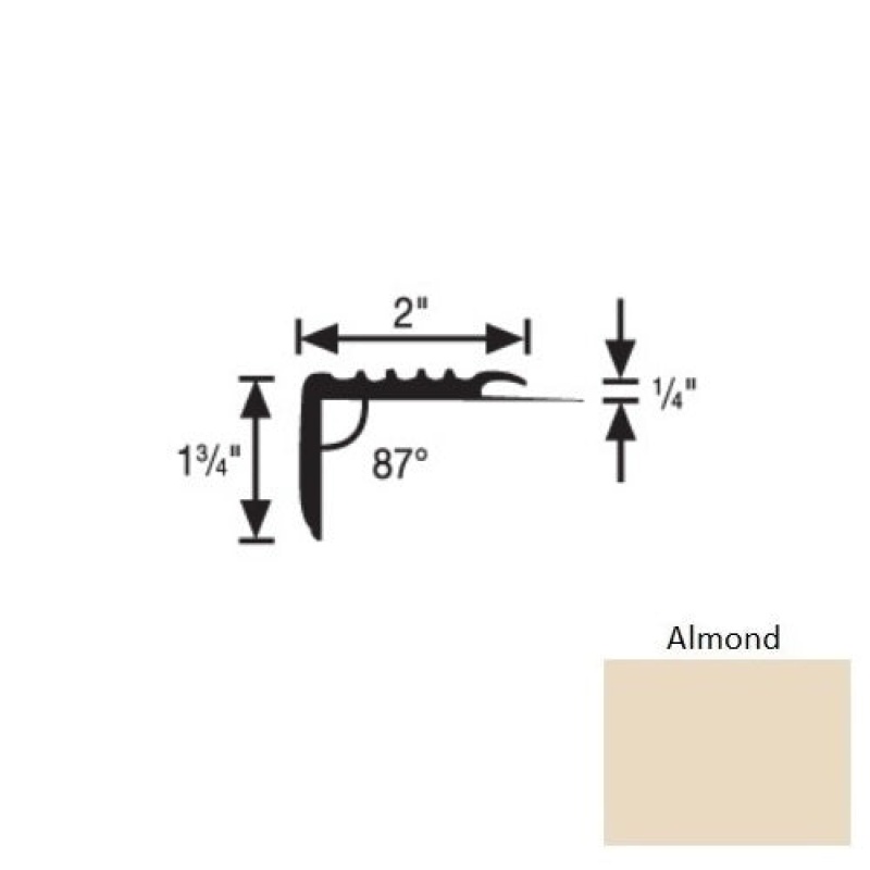 Flextones Almond Vinyl 171 Carpet Stair Nosing - 2" X 12 Ft - Thermoplastic