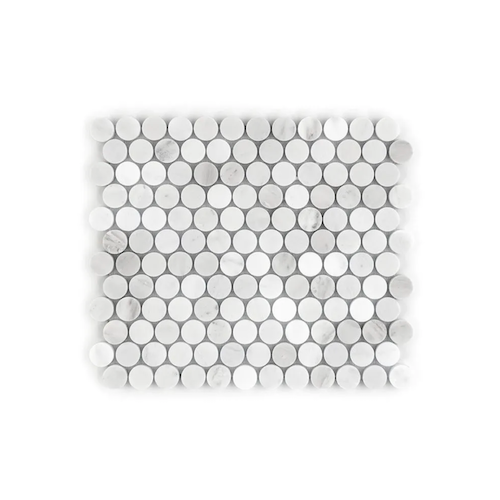 Classic Statuario Classic Statuario Marble Mosaic - 1" Penny Round - Honed
