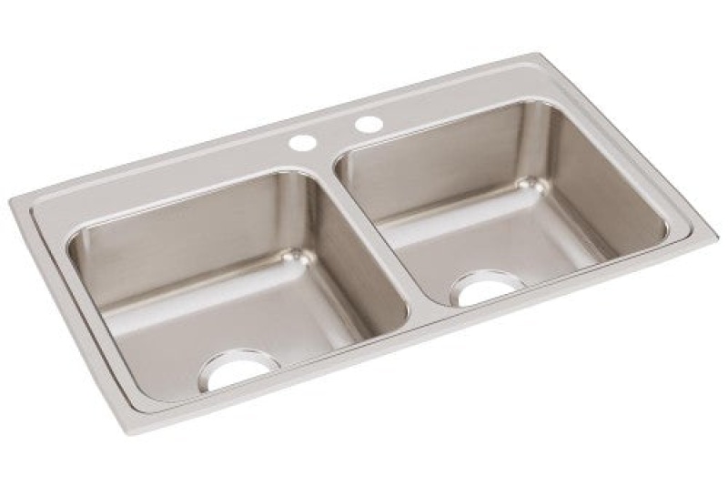 Lr3319mr2 Lustertone Classic Stainless Steel Drop In Double Bowl Kitchen Sink - 33" X 19 1/2" X 7 5/8" With 2 Holes - Stainless Steel
