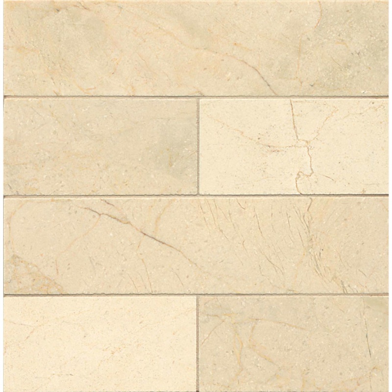 Crema Marfil Select Brushed Marble Tile - 3" x 12"