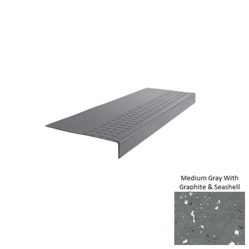 Spextones Medium Gray With Graphite & Seashell Type 500 Distinct Designs Rubber - 12" X 72" Stair Tread - Rbt Radial High Profile Design