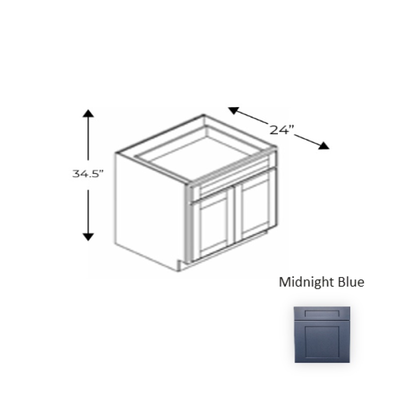 Framed Shaker Signature Midnight Blue Wood Kitchen Base Cabinet