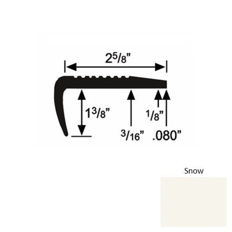 Solid 03 Snow Rubber Residential Stair Nosing