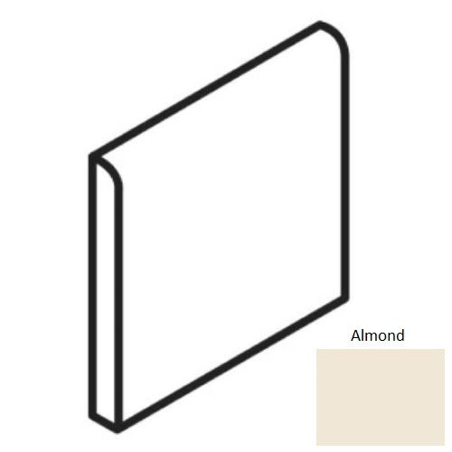 Unglazed Mosaics Almond Porcelain Floor & Wall Trim - 1" X 1" Bullnose - Unglazed