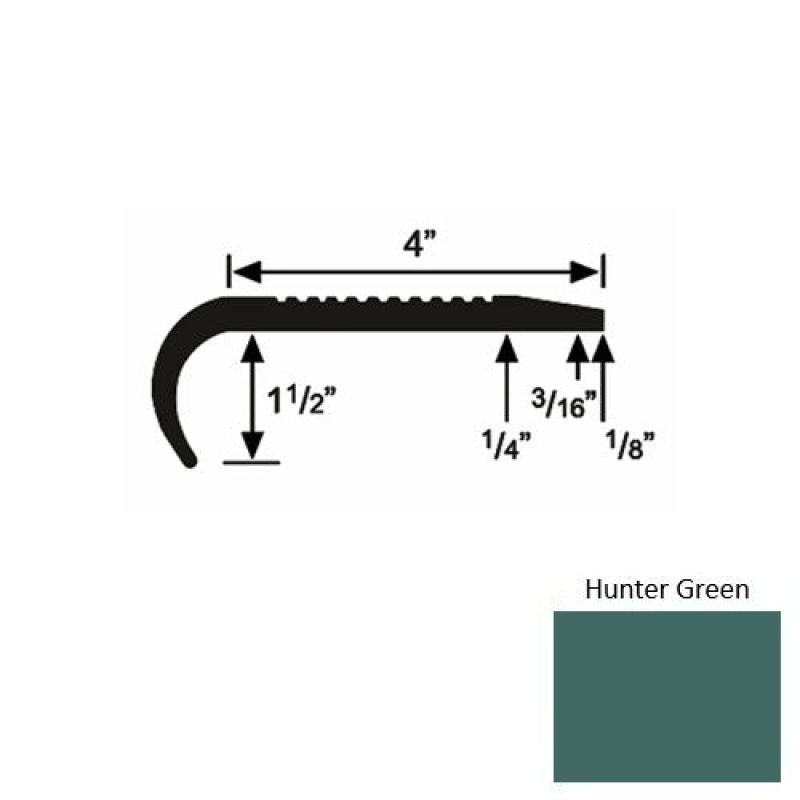 Solid 02 Hunter Green Rubber Commercial Stair Nosing