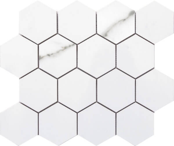 Statuario Luxe Porcelain Mosaic - Large Hexagon - Polished