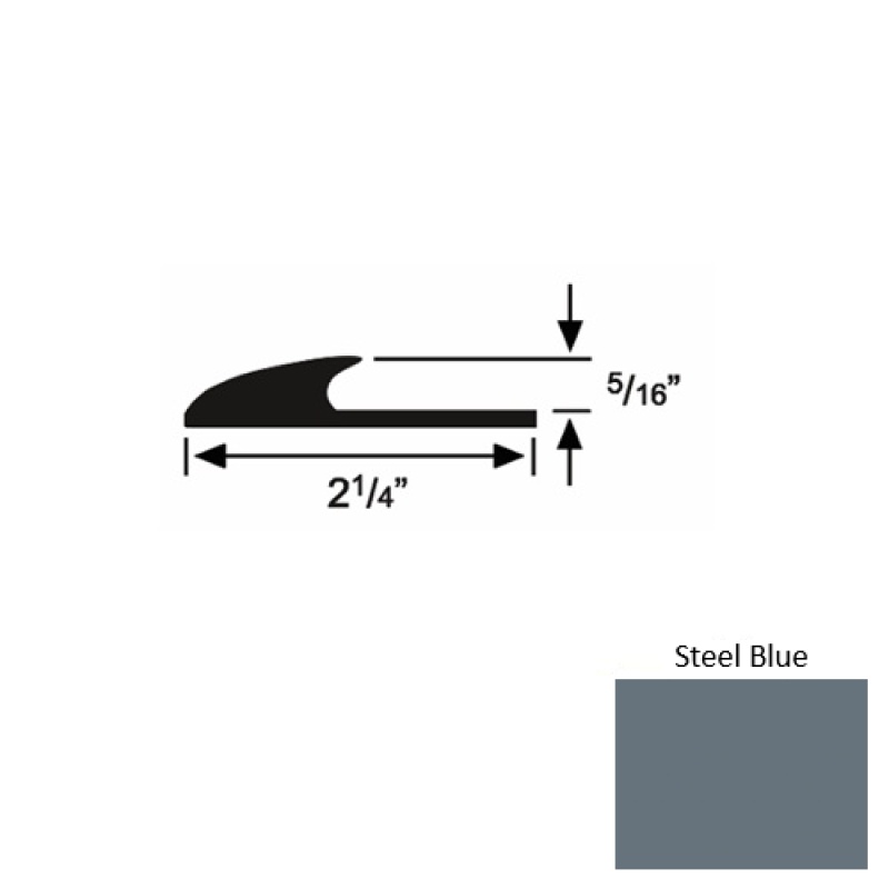 Solid 39 Steel Blue Rubber Glue Down Carpet Edge - 2 1/4" X 9 Ft (108") X 5/16"