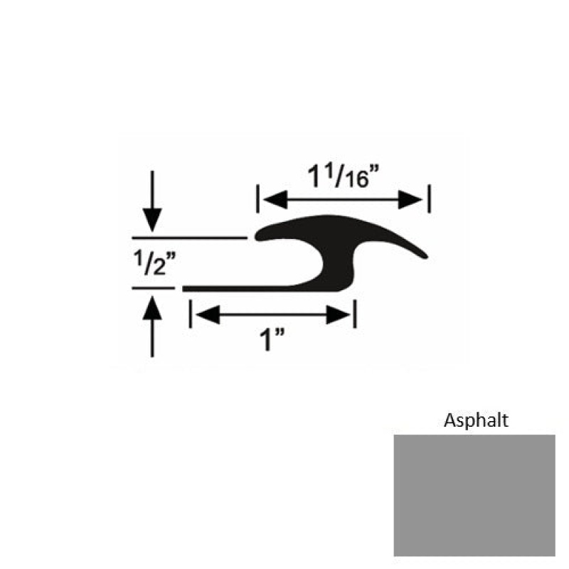 Solid 56 Asphalt Rubber Tile / Carpet Joiner - 1" X 9 Ft (108") X 1/2"