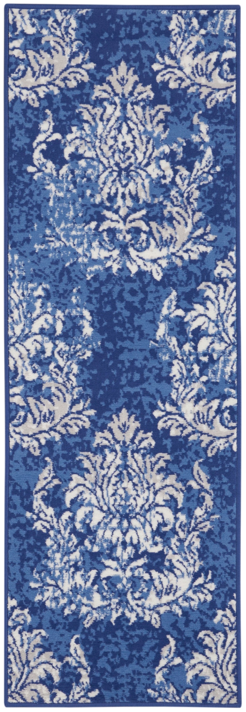 Whimsicle Navy Ivory Polypropylene Area Rug Runner