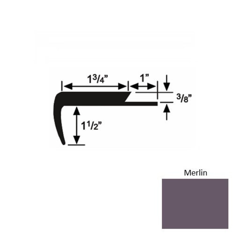 Roppe Solid 11 Merlin Rubber Single Flange Carpet Stair Nosing (Square), 1 3/4" x 9 ft (108")