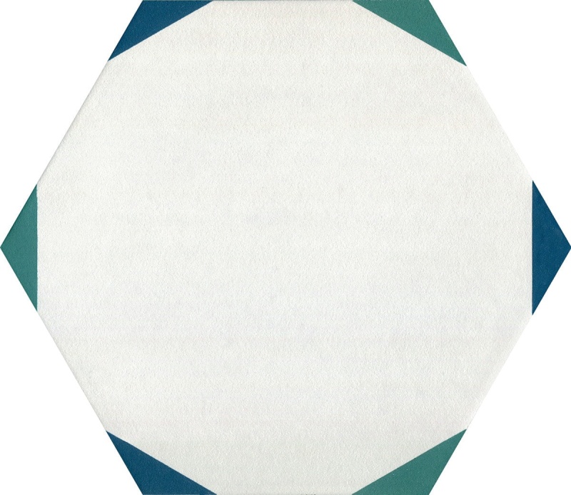 Bee Hive Medley Sun Hex Green/Blue Porcelain Tile - Matte - 8 1/2" X 10"