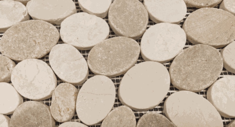 Island Rock Sunset Brown & White Pebble Mosaic