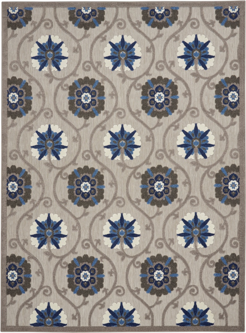 Aloha Alh19 Grey / Blue Polypropylene Area Rug