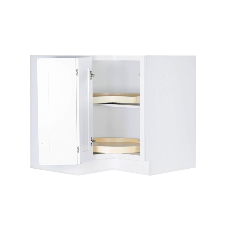 Shaker White Wood Kitchen Corner Lazy Susan Base Cabinet - 36" X 24" X 34.5" (Assembly Required) - Shaker White