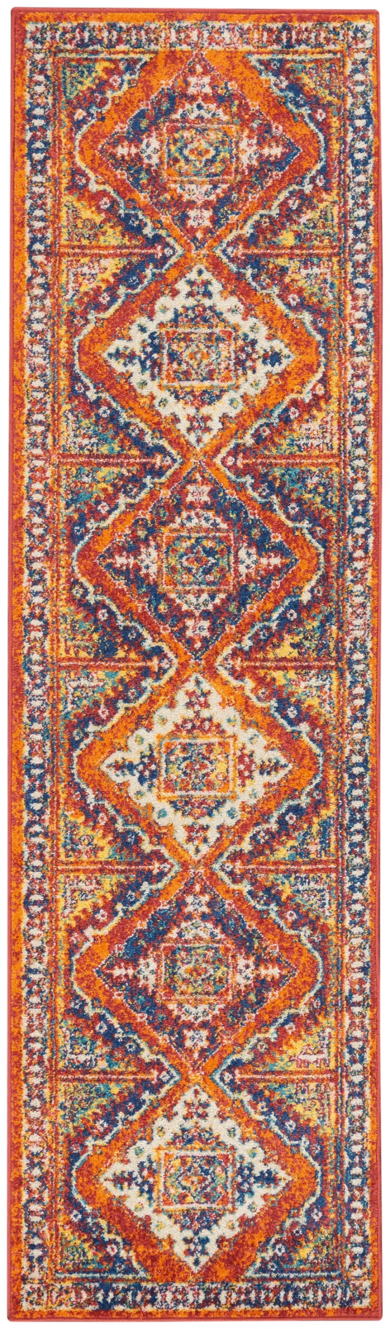 Orange Multicolor Bohemian Area Rug Runner
