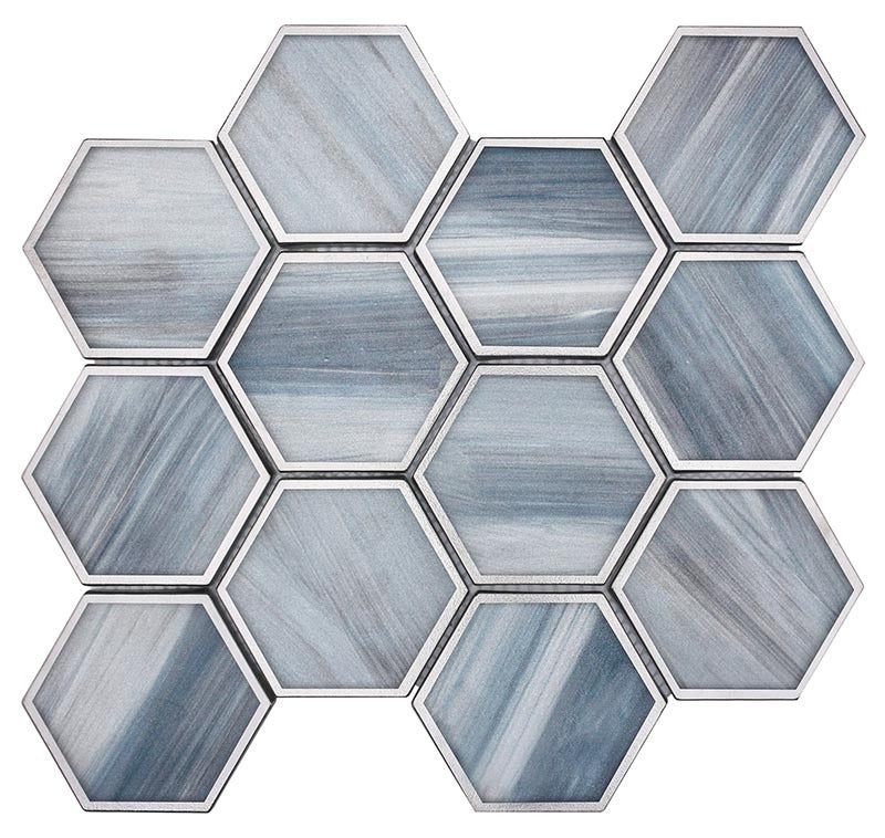 Saint Tropez Daybreak Glass Mosaic - 3" X 3" Hexagon - Matte