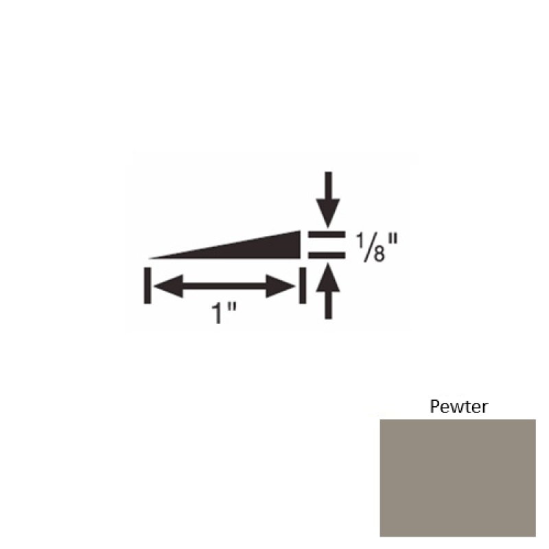 Solid 22 Pewter Rubber Reducer Strip - 1" X 9 Ft (108") X 1/8"