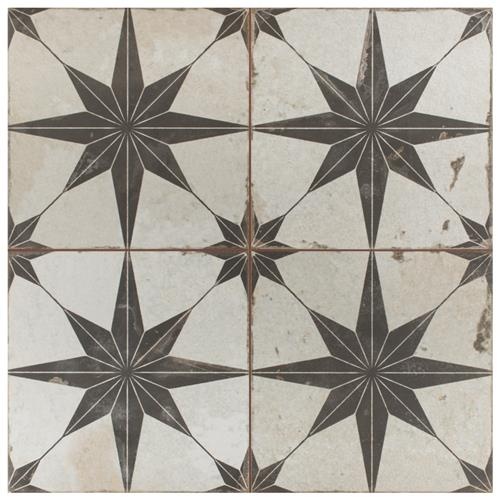 Kings Star Nero Ceramic Tile - Matte - 17 5/8" X 17 5/8"