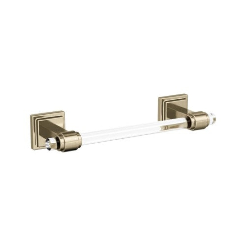 Glacio Zinc & Acrylic Single Wall Mounted Towel Bar - Clear / Golden Champagne
